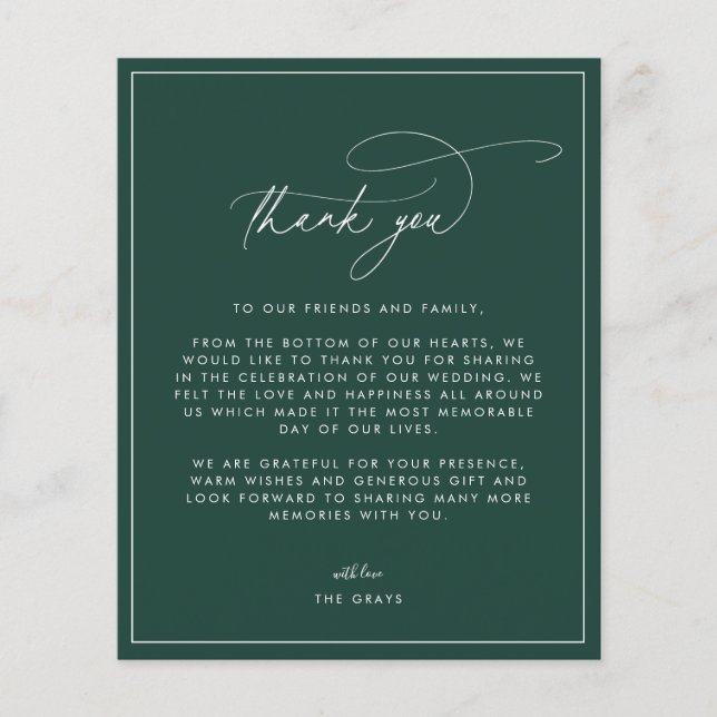 Emerald Wedding Thank You Card Flyer (Front)