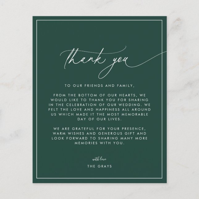 Emerald Wedding Thank You Card Flyer (Front)