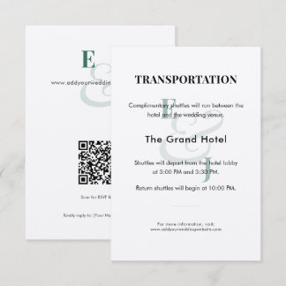Emerald Wedding Transportation Details Card | QR