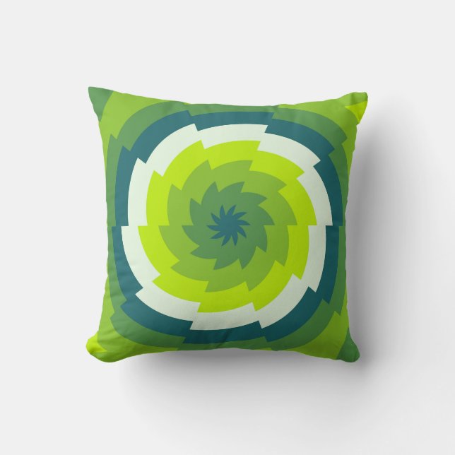 Emerald Whirl Throw Pillow (Front)