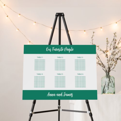 Emerald White 6 Table Seating Chart Foam Board