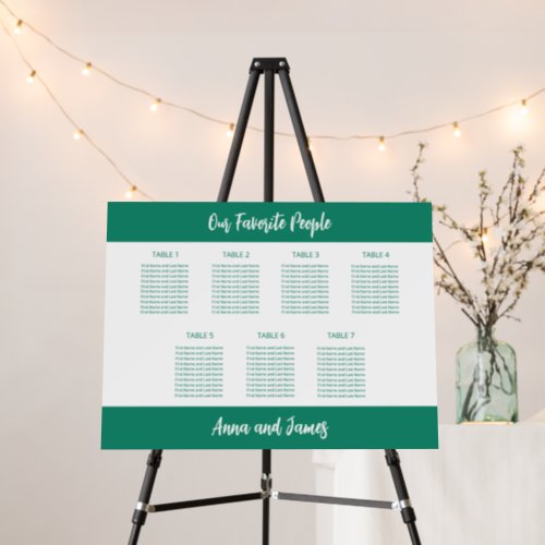 Emerald White 7 Table Seating Chart Foam Board