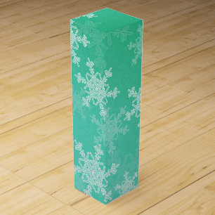 Emerald White Snowflakes Minimalist Christmas Wine Box