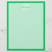 Emerald Wht Greek Key Rnd Frame Initial Monogram (Front)