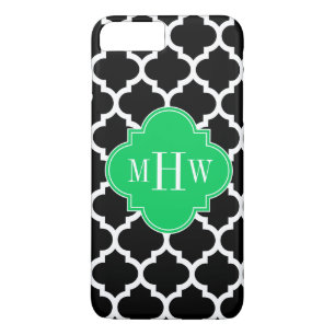 Emerald Wht Moroccan #5 Navy Name Monogram iPhone 8 Plus/7 Plus Case