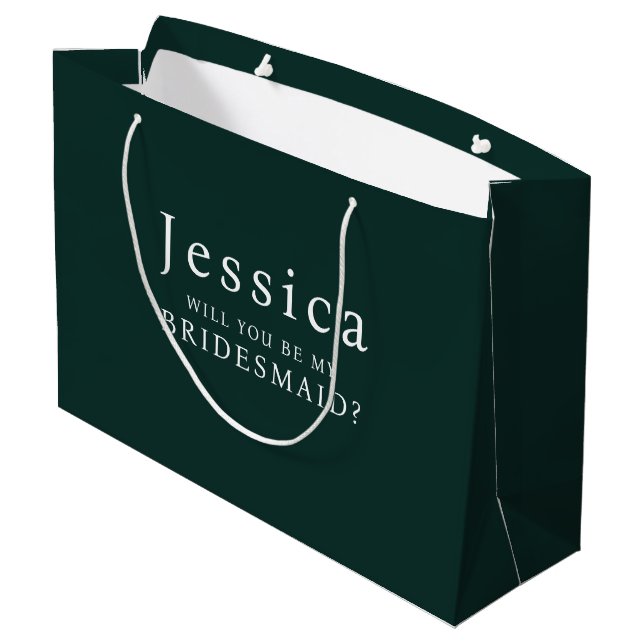 Emerald Will You Be My Bridesmaid Proposal Large Gift Bag (Back Angled)