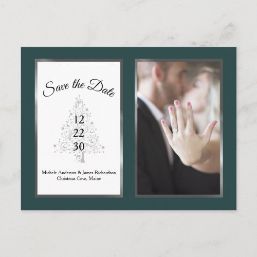 Emerald Winter Holiday Wedding Save The Date Photo Announcement Postcard