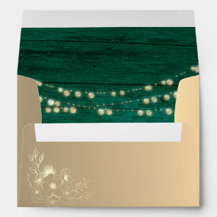 Emerald Wood and Lights Wedding Envelope