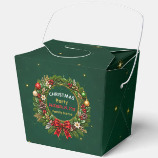 Emerald Wreath Christmas Party Favor Boxes