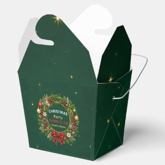 Emerald Wreath Christmas Party Favor Boxes