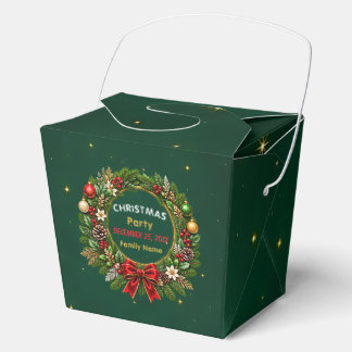 Emerald Wreath Christmas Party Favor Boxes