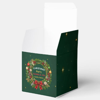 Emerald Wreath Christmas Party Favor Boxes