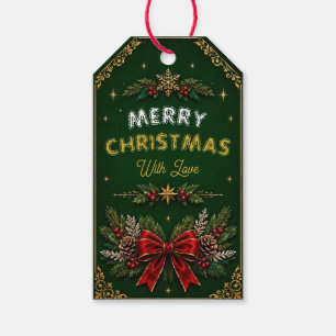 Emerald Wreath Christmas Party Gift Tag