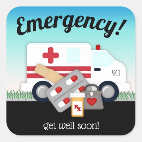 Emergency 911 Get Well Soon Sticker