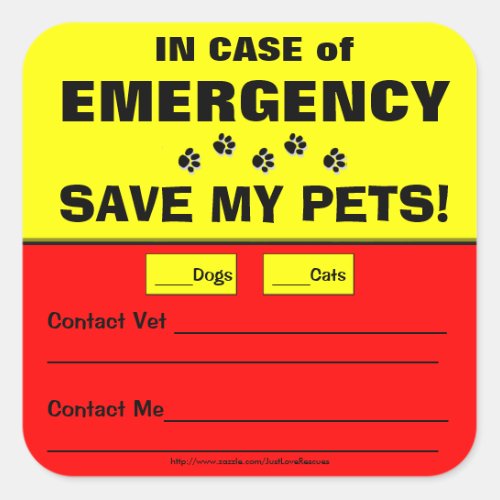 Emergency Alert Save My Pets Stickers
