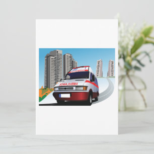 Emergency Ambulance in Cityscape Medical Rescue  Invitation