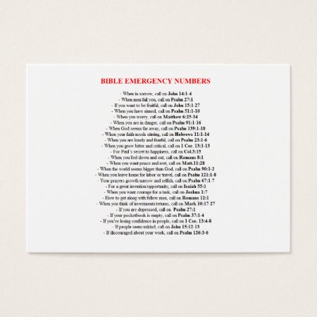 Emergency Bible Numbers  Cards