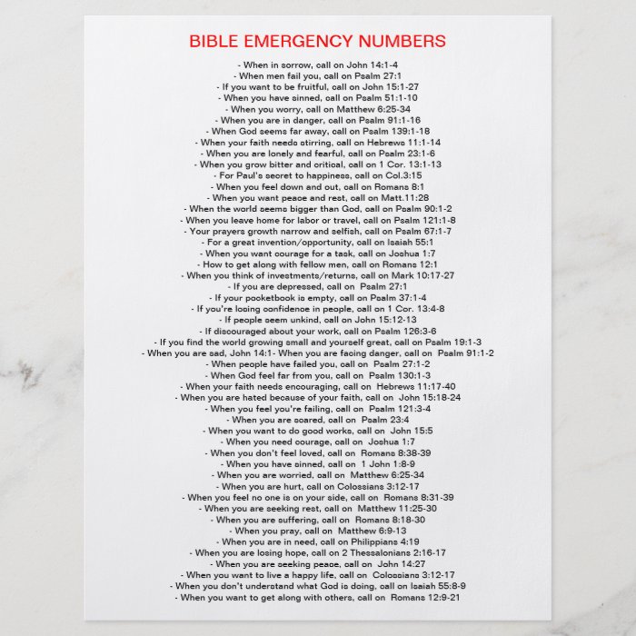 Emergency Bible Numbers  FLYER
