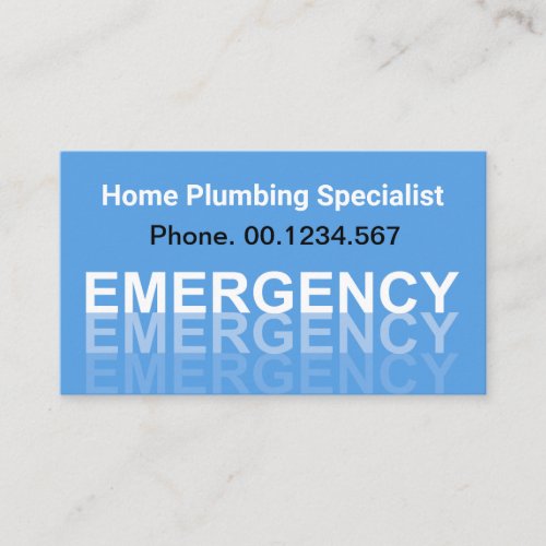 Emergency Blue Flood Waters Leaking Pipe Plumbing Business Card