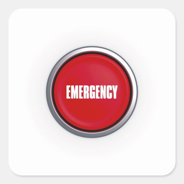 Emergency Button Square Sticker (Front)