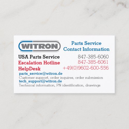 Emergency Calling Business Card 