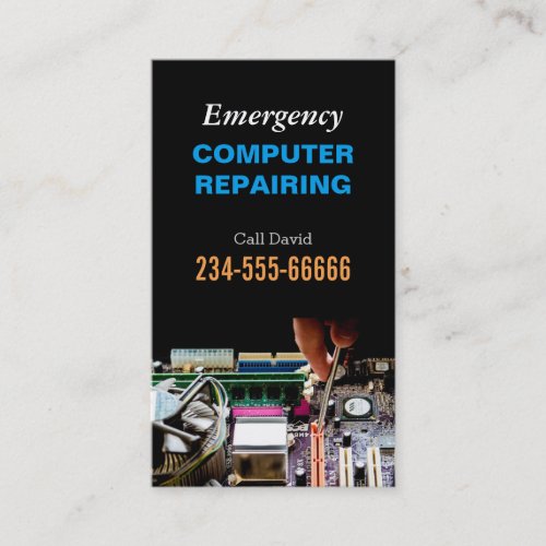 Emergency Computer Repairing Maintenance PC Master Business Card