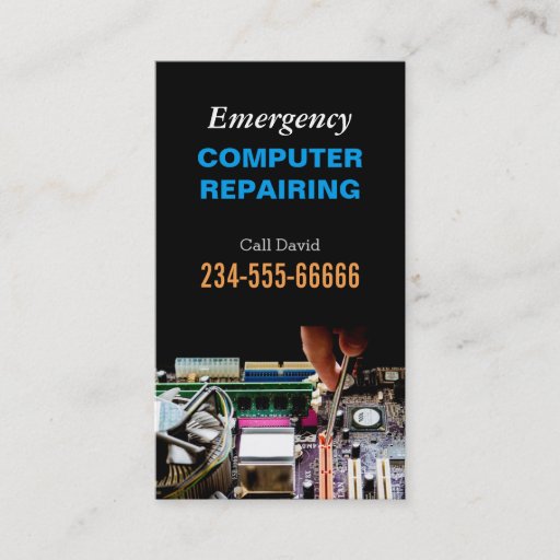Customizable Emergency Computer Repairing Maintenance PC Master Business Card Template