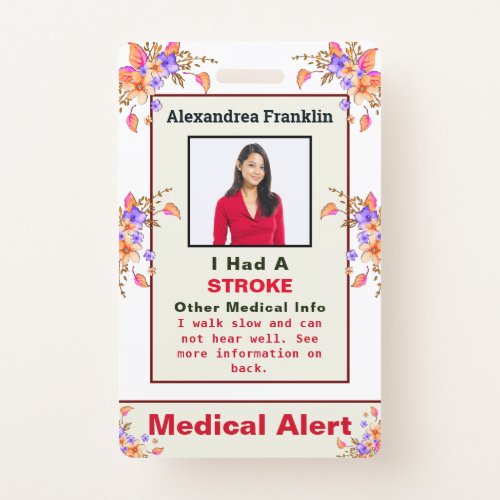 Emergency Contact Alert Medical Illness ID  Badge