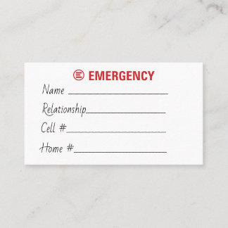 Emergency Contact Card