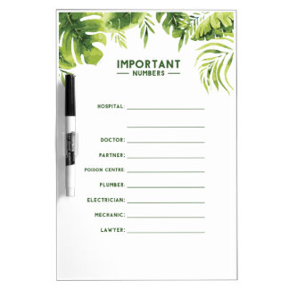 Emergency Contact List Whiteboard Fridge Magnet