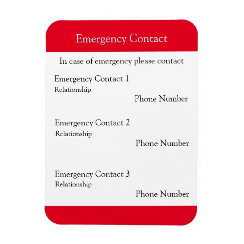 Emergency Contact Magnet