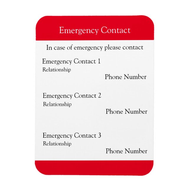 Emergency Contact Magnet (Vertical)