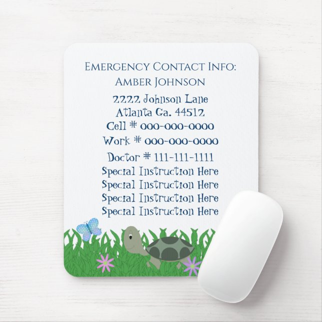 Emergency Contact Mousepad (With Mouse)
