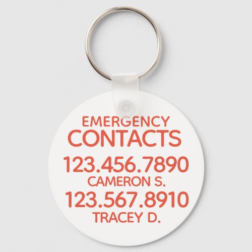 Emergency Contact Number Key Ring