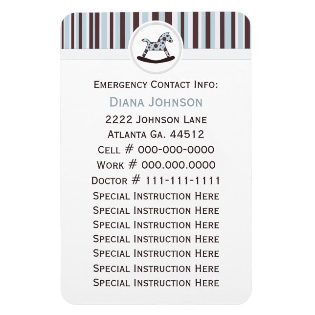 Emergency Contact: Rocking Horse Premium Magnet (Vertical)