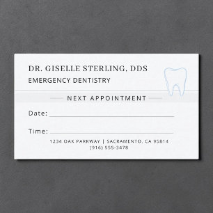 Emergency Dentistry Dentist Tooth Appointment Card