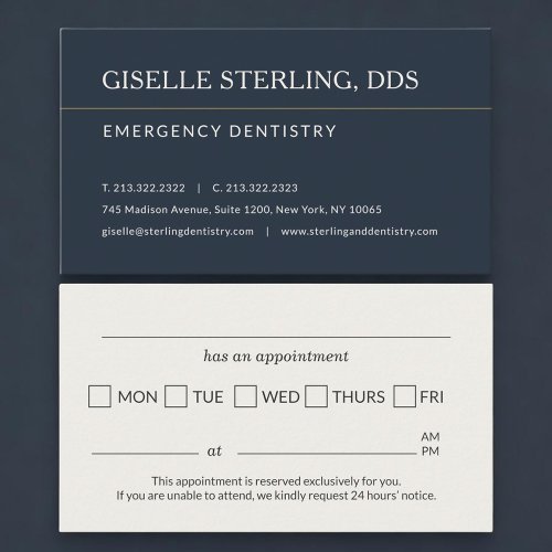 Emergency Dentistry Office Appointment Reminder Card