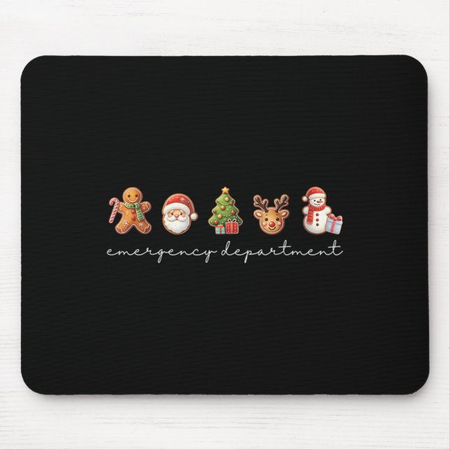 Emergency Department Christmas Ed Tech Nurse Merry Mouse Pad (Front)