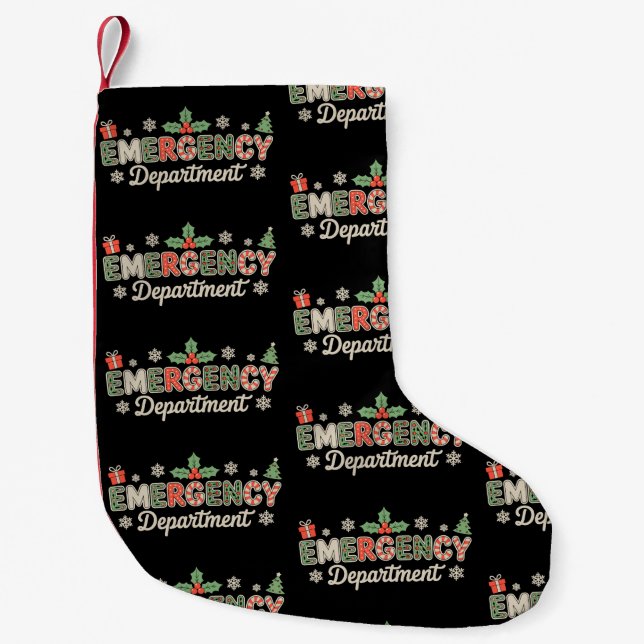 Emergency Department Christmas ER Nurse Santa Crew Small Christmas Stocking (Front)