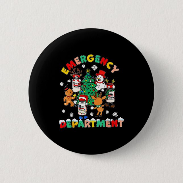 Emergency Department Christmas Santa Er Crew Nurse Button (Front)