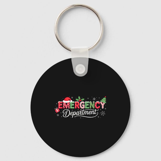 Emergency Department Christmas Santa Er  Keychain (Front)