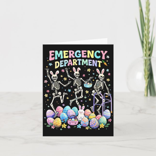 Emergency Department Easter Er Rn Nurse Skeleton Card (Front)