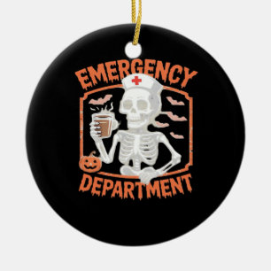 Emergency Department Funny Halloween Nurse Essenti Ceramic Ornament