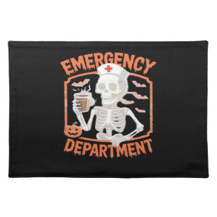 Emergency Department Funny Halloween Nurse Essenti Cloth Placemat