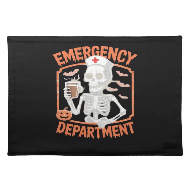 Emergency Department Funny Halloween Nurse Essenti Cloth Placemat (Front)