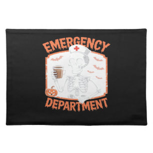 Emergency Department Funny Halloween Nurse Essenti Cloth Placemat
