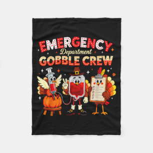 Emergency Department Gobble Crew Thanksgiving Nurs Fleece Blanket