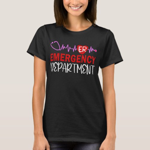 Emergency Department Pink Heart Rate ER Nursing T_Shirt
