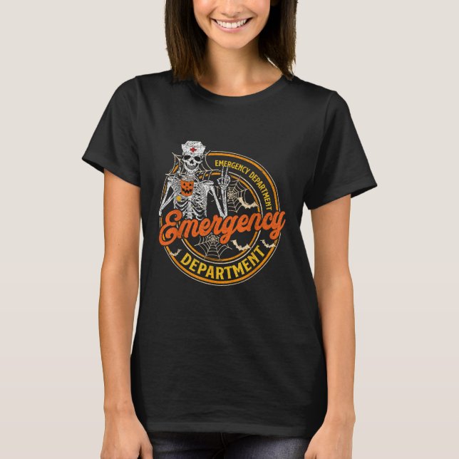 Emergency Department Skeleton Er Nurse Halloween C T-Shirt (Front)