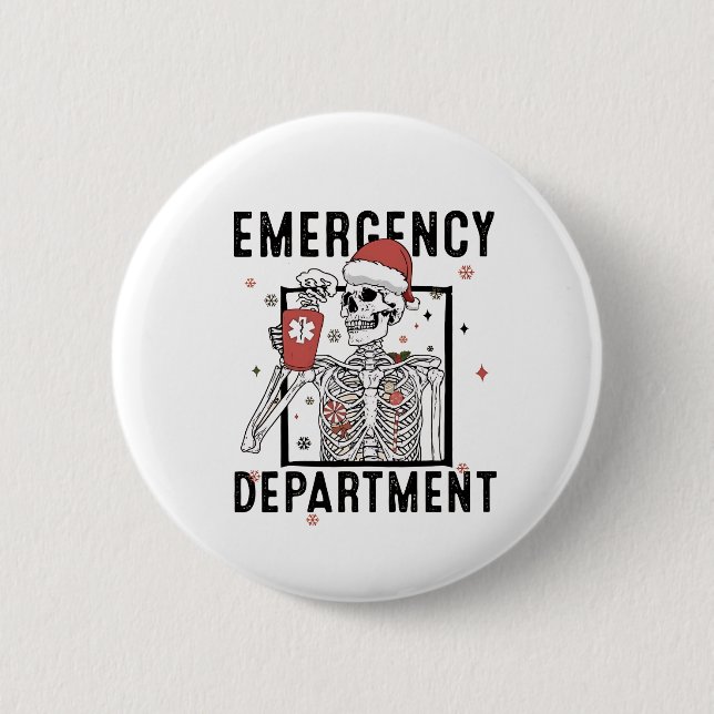 Emergency Department Skeleton Nursing Coffee Lover Button (Front)